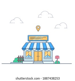 Shop building vector icon illustration. building and landmark icon concept Premium Vector