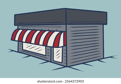 shop buildings isolated on white background. Stores selling baked and farm products, pizza, flowers, books, wine, meat, candies, toys. Colorful vector illustration in cartoon flat style.