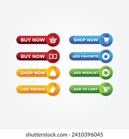 Shop Button Illustration Design Vector Set
