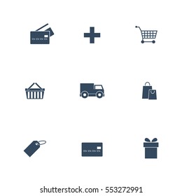 Shop buttons purchase icons vector set.