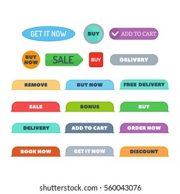 Shop buttons vector set.