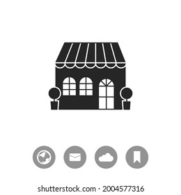 Shop, cafe building vector icon.