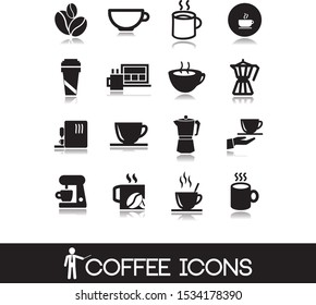 Shop Cafe Illustration Coffee Black Icons Stock Vector (Royalty Free ...