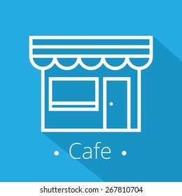 Shop or Cafe Vector Icon With Stroke Line Style