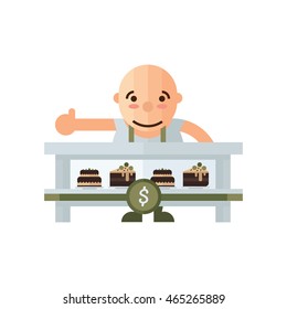 shop cake flat icon, brown Color