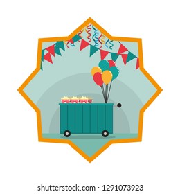 shop car with popcorn and balloons inside star