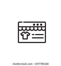 Shop card with t-shirt thin line icon. Online store isolated outline sign. Web E-commerce concept. Vector illustration symbol element for web design and apps.
