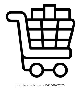 Shop cart bag icon outline vector. Full outlet retail. Dark buy