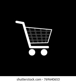 Shop cart icon. Black background. Vector.