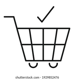 Shop cart icon. Outline shop cart vector icon for web design isolated on white background