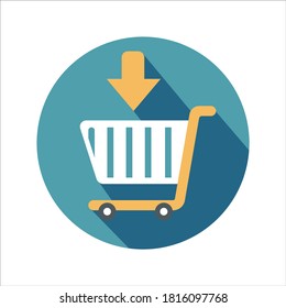 Juego plano de iconos del carrito de compras