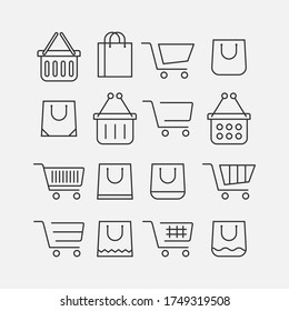 Shop cart icon set. Simple set of shop cart vector icons for web design isolated on white background, Stock vector