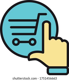 ilustración vectorial de icono de carro de tienda plana