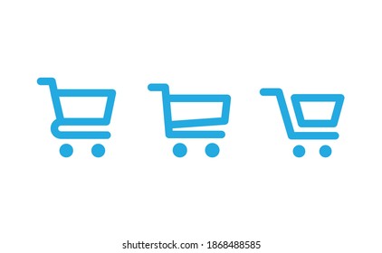 Shop cart icons collection. Supermarket trolley. E-commerce symbol. Online shopping.