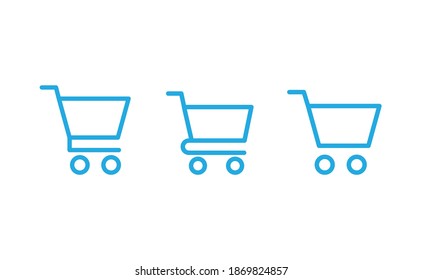 Shop cart icons collection. Supermarket trolley. E-commerce symbol. Online shopping.
