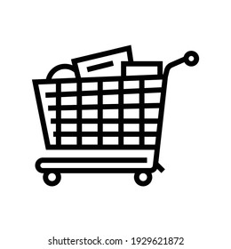 shop cart with purchases line icon vector. shop cart with purchases sign. isolated contour symbol black illustration