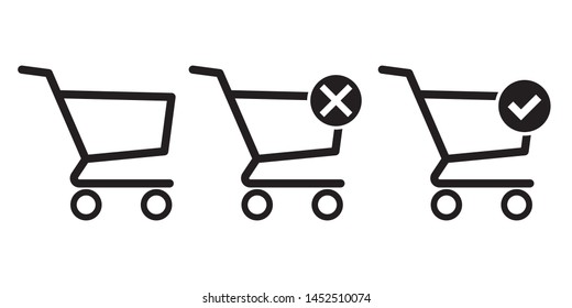 Shop carts vector set, isolated icons
