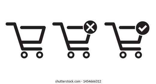 Shop carts vector set, isolated icons