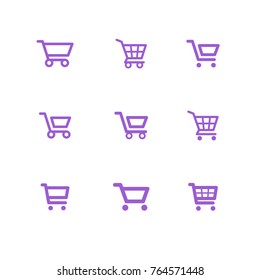 Shop carts vector set, isolated icons