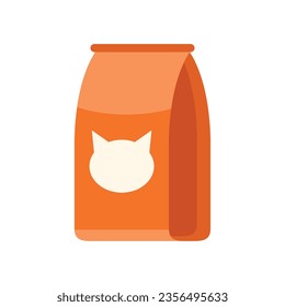 Shop cat food pack icon flat vector. Pet feed. Animal container isolated