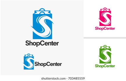 Shop Center logo, S initial Online Shop logo designs vector