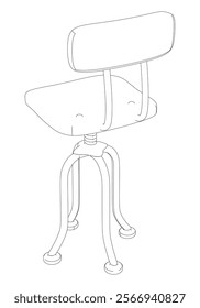 Shop Chair Line Art Vector Illustration on White Background. Simple and Functional Design for Workshops, Studios, and Workspaces