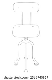 Shop Chair Line Art Vector Illustration on White Background. Simple and Functional Design for Workshops, Studios, and Workspaces