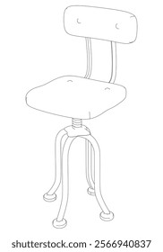 Shop Chair Line Art Vector Illustration on White Background. Simple and Functional Design for Workshops, Studios, and Workspaces