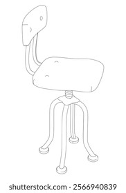 Shop Chair Line Art Vector Illustration on White Background. Simple and Functional Design for Workshops, Studios, and Workspaces