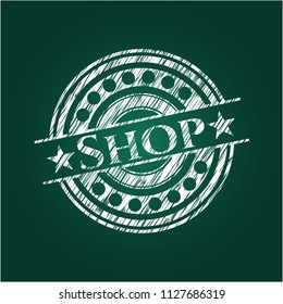 Shop chalk emblem written on a blackboard