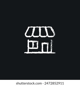 Icono de tiza de tienda. Ilustración personalizable de línea. Símbolo de contorno. Vector de dibujo de contorno aislado.