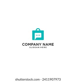 shop chat design logo vector icon