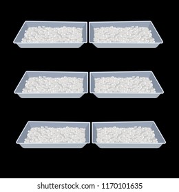 Shop Counter Display With Empty Trays. Vector Illustration Isolated On Black Background