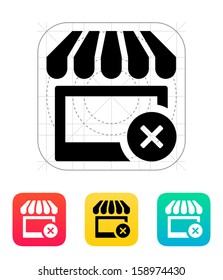 Shop delete icon. Vector illustration.