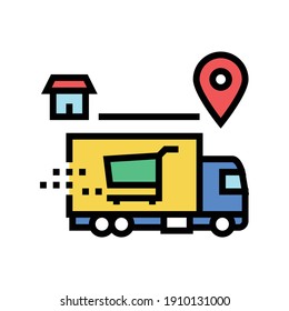 shop delivery service color icon vector. shop delivery service sign. isolated symbol illustration