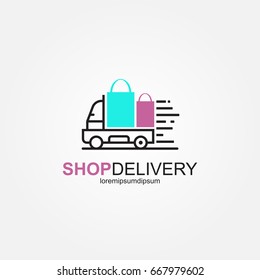 Shop Delivery Service Logo Template . Fast Delivery Truck