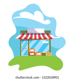 Shop design, Store market shopping commerce retail buy and paying theme Vector illustration