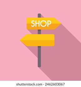 Shop direction road board icon flat vector. Online map search. Global find