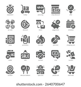 Shop Discount Icon pack for your website, mobile, presentation, and logo design. Shop Discount Icon solid design. Vector graphics illustration and editable stroke.
