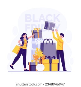 Shop with discounts on black friday illustration