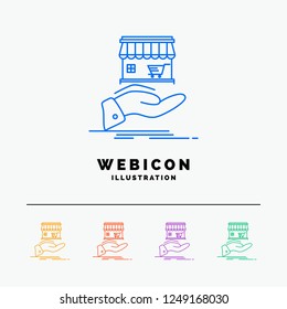 shop, donate, shopping, online, hand 5 Color Line Web Icon Template isolated on white. Vector illustration