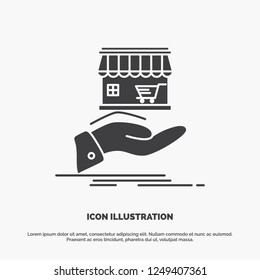 shop, donate, shopping, online, hand Icon. glyph vector gray symbol for UI and UX, website or mobile application