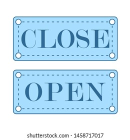 Shop Door Open And Closed Icon. Thin Line With Blue Fill Design. Vector Illustration.