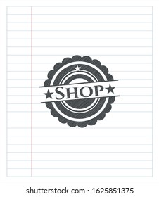 Shop drawn with pencil strokes. Vector Illustration. Detailed.