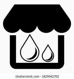 Shop and drops. Home protection. Humidity in the market. Vector icon.