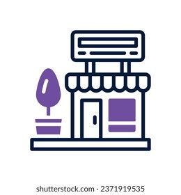 icono de doble tono de tienda. icono vector para tu sitio web, móvil, presentación y diseño de logotipo.