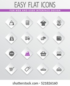 Shop easy flat web icons for user interface design