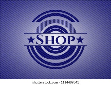 Shop emblem with jean texture