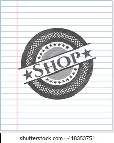 Shop emblem with pencil effect