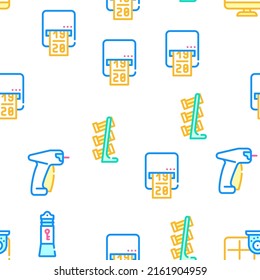 Shop Equipment Device Vector Seamless Pattern Color Line Illustration